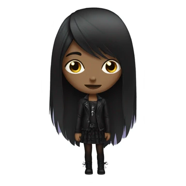 goth girl long hair sticker