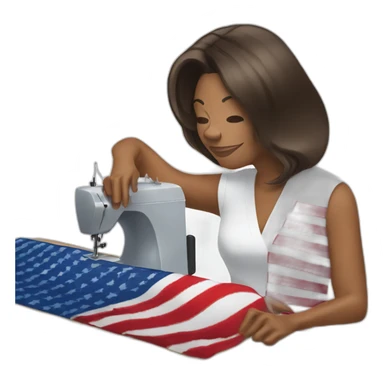 Michelle Obama sewing an American flag  sticker