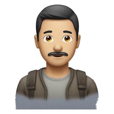 Asian man with patchy weird mustache  sticker