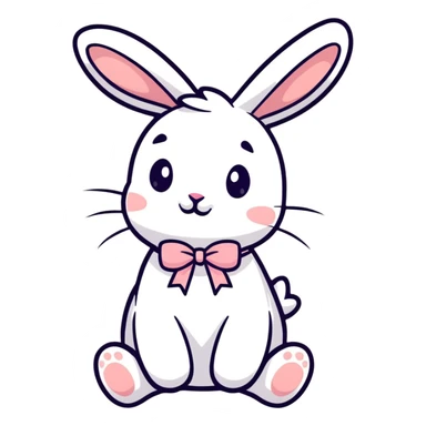 adorable bunny rabbit with pretty bow, playful sticker