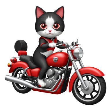 Black and white Cat on red and black motorcycle sticker
