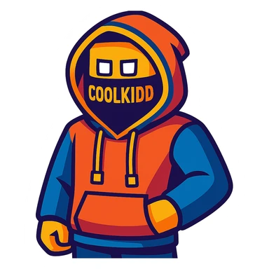 C00lkidd, Roblox hacker, wearing a hoodie and mask, vibrant toon style sticker