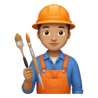 painter in orange overalls sticker