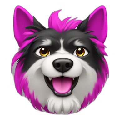 angry dog with fuchsia and black hair sticker