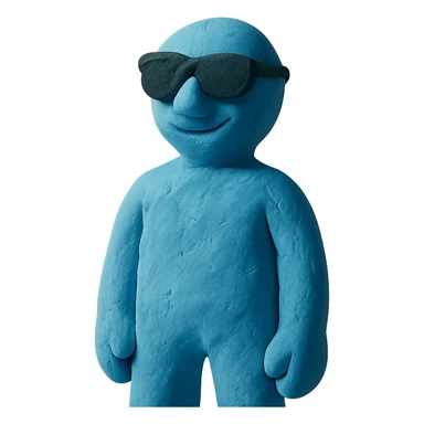 claymation style cool blue man sticker