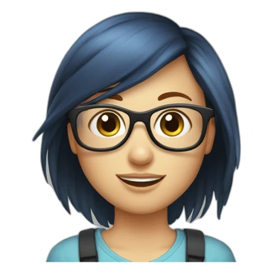 Fille rousse cheveux longs lunettes ronde noire yeux bleus sticker