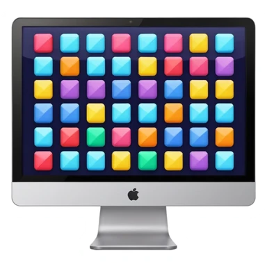 A monitor screen, showing some colorful layouts like scquares, rectangles, etc. sticker