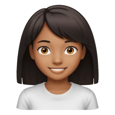 garota preta dando joiha sorrindo com cabelos médios lisos franjas separadas e olhos castanhos escuros sticker