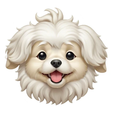 Cinematic Cute Yawning Wavy-Haired Maltese dog Portrait Emoji, Head tilted slightly with a dramatic, wide-open yawn, showcasing a lustrous, wavy-haired white coat with gentle highlights, floppy ears slightly drooping, round dark eyes barely open in drowsy contentment, Simplified yet irresistibly adorable features, highly detailed, glowing with a soft, cozy glow, high shine, relaxed yet expressive, stylized with a touch of whimsy, bright and endearing, soft glowing outline, capturing the essence of a sleepy yet affectionate companion, so drowsy it feels like it could stretch right out of the screen and curl up for a nap! sticker