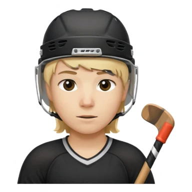 hockey player blonde hair black outfit helmet hockey stick sticker