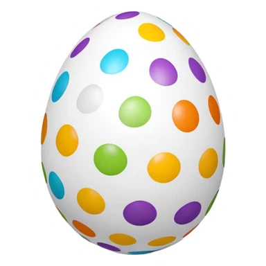 3D emoji of an Easter egg with a smooth surface, featuring colorful polka dots in various sizes, and a glossy finish in emoji style. sticker