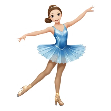 An icon featuring a graceful figure skater performing a spin on the ice. The background includes a grand ice rink palace with shining spotlights and cheering spectators in the stands. Transparent background highlights the elegance and artistry of figure skating sticker