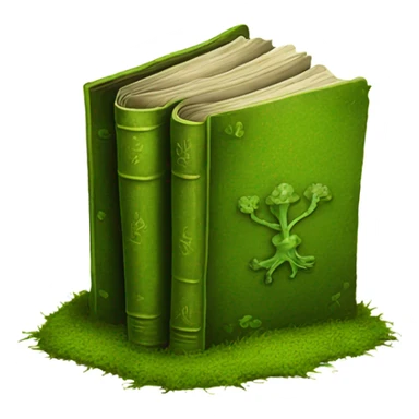 Old book covered in moss sticker