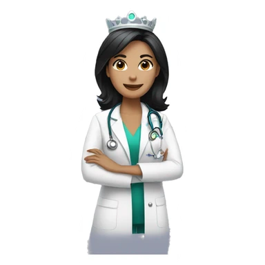 Female doctor with black hair and a crown sticker