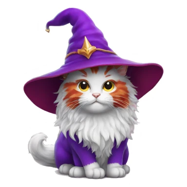 Fluffy red cat wizard sticker