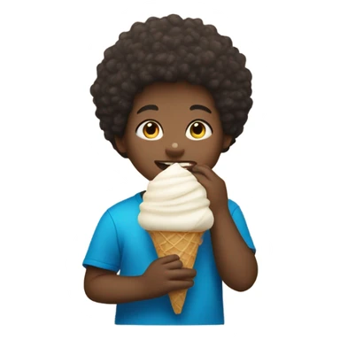 Light skin fat boy nine years old with a small Afro eating ice cream   sticker