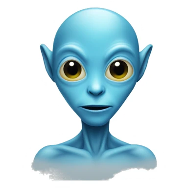 blue alien with heart-shaped face. ios style. sticker