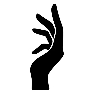 female hand with elegant fingers, minimalist silhouette, solid black fill, modern style sticker