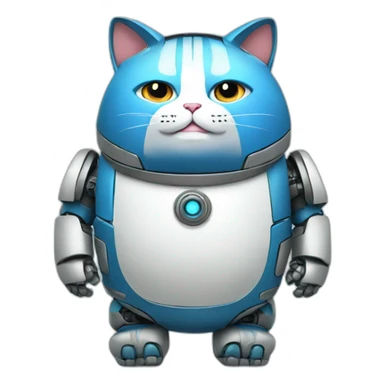 fat cat blue robot sticker