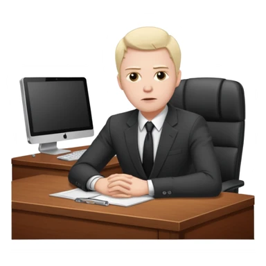 a white man, works in an office at the table sticker