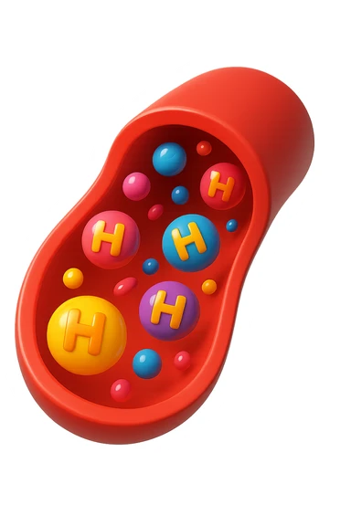 EMOJI STILE IPHONE 3D DI particelle di ormoni che circolano in una vena umana sticker