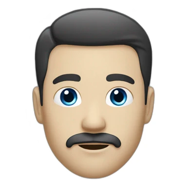 white man with blue eye black hair with mustache plus goatee sticker