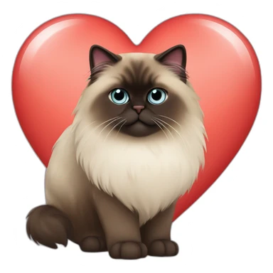 Himalayan cat in red heart sticker