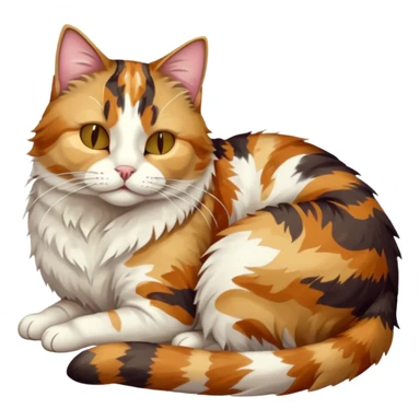 full body colourful light patched calico tabby cat with hazel eyes sleeping sticker