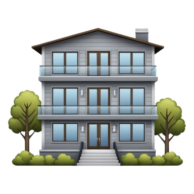 Generate a modern looking house, with grey wood panels on the outside, 2 floors sticker