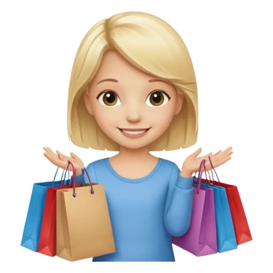 A little girl (he usually calls her baby), who is obsessed with shopping and luxury brands and holds a dozen of bags sticker