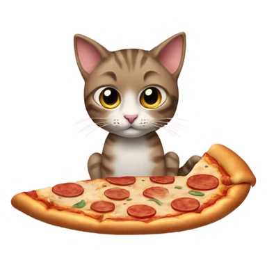 Cat sitting eating pizza with legs out sticker