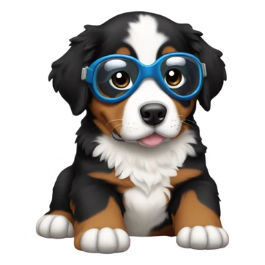 Bernese mountain puppy wearing goggles sticker