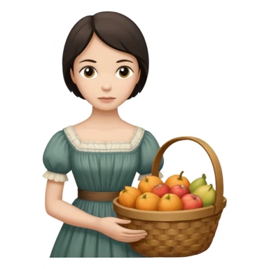 Thoughtfut emily dickinson with baskwt on her ar. sticker