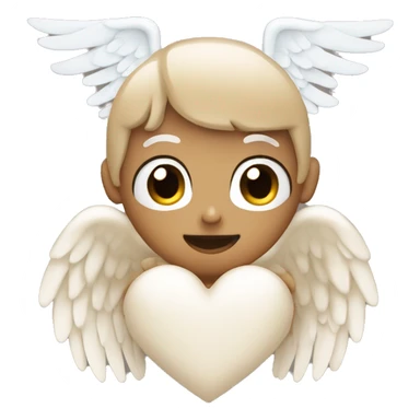 beige heart with white angel wings sticker