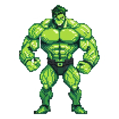 Hulk superhero, green muscular character in action pose sticker