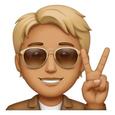 Person wearing sunglasses and holding up a peace sign  sticker