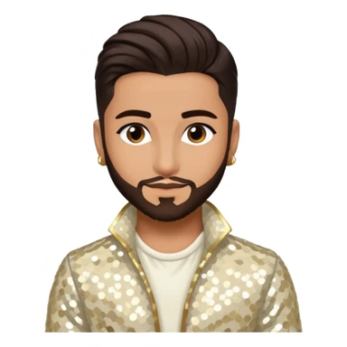 Maluma with dark brown hair, ivory sequin outfit sticker