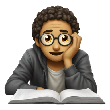 Un estudiante triste por un examen reprobado que lleva en una de sus manos  sticker