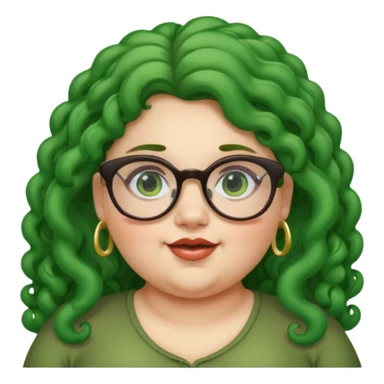  glassess and green curly long haired fat girl earrings sticker