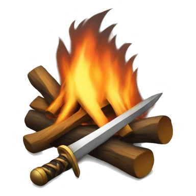 bonfire with a sword in the moddle sticker