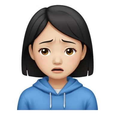 Crying asian girl with clean vibe sticker