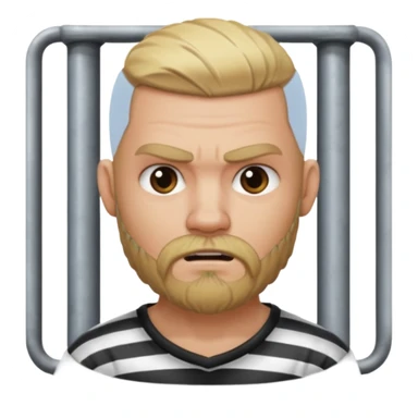 angry blonde tattooed bearded male prisoner sticker