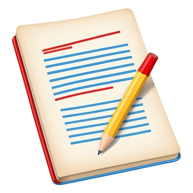 Vintage comic book emoji: an open comic book with classic panels, bold lines, and vibrant colors like red, yellow, and blue. A pencil writes text on the page, symbolizing the creation of the story. Transparent background, evoking the classic feel of old-school comics. sticker