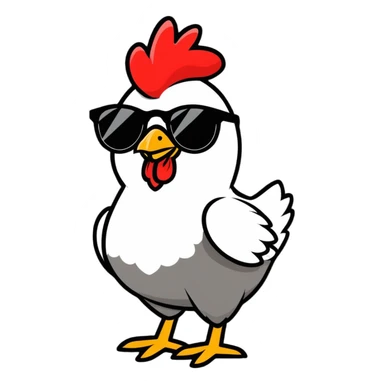 fun and playful chicken wearing sunglasses sticker