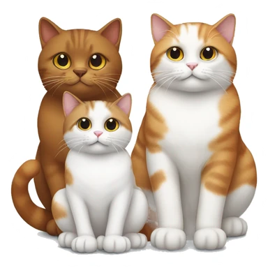 Three cats sitting together one brown, one white, the other orange and white sticker
