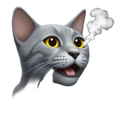 Grey cat blowing smoke sticker