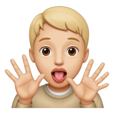 Tongue out hands going out  sticker