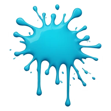 Glowing Cyan blue paint splash splatter drip sticker