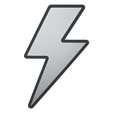 flat silver lightning bolt emoji, monochrome metallic palette, clean vector lines, slight inner shadow for depth, iOS emoji style, 512x512 pixels sticker