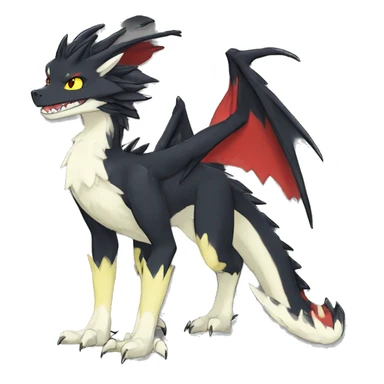 Anthro Cute cool black red white yellow nargacuga-dragon sergal animal hybrid Fakemon full body sticker
